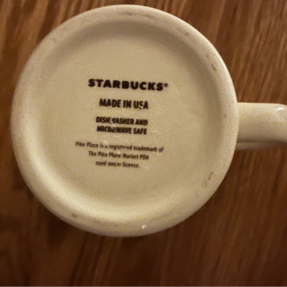 Starbucks Pike Place Ceramic Cream Coffee mug with Black Text - Picture 4 of 4
